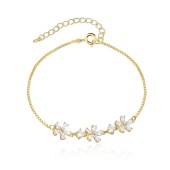 Bratara argint placata cu aur galben cu flori DiAmanti AH014-TBY-AS